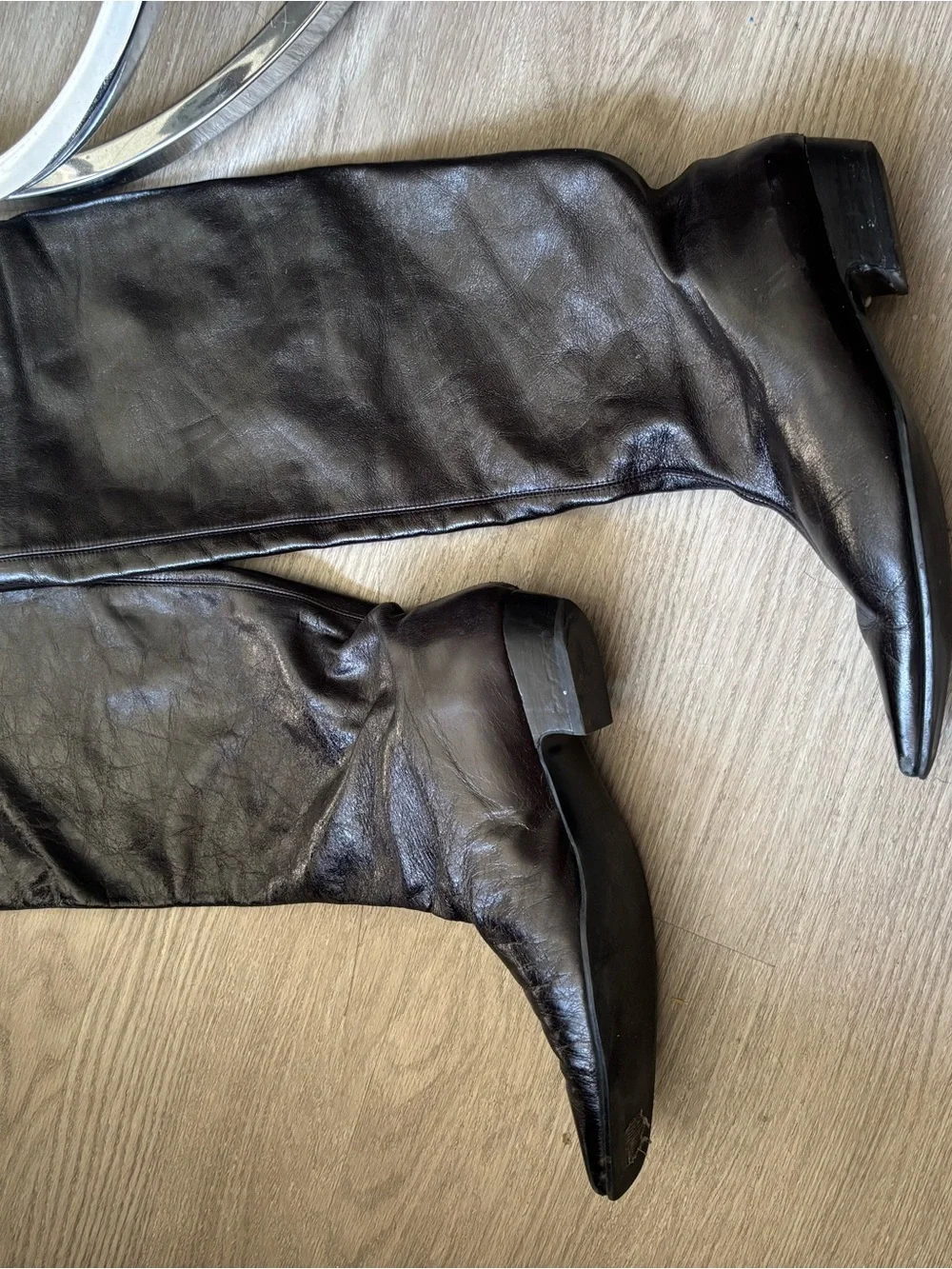 Black Leather Knee-High Boots